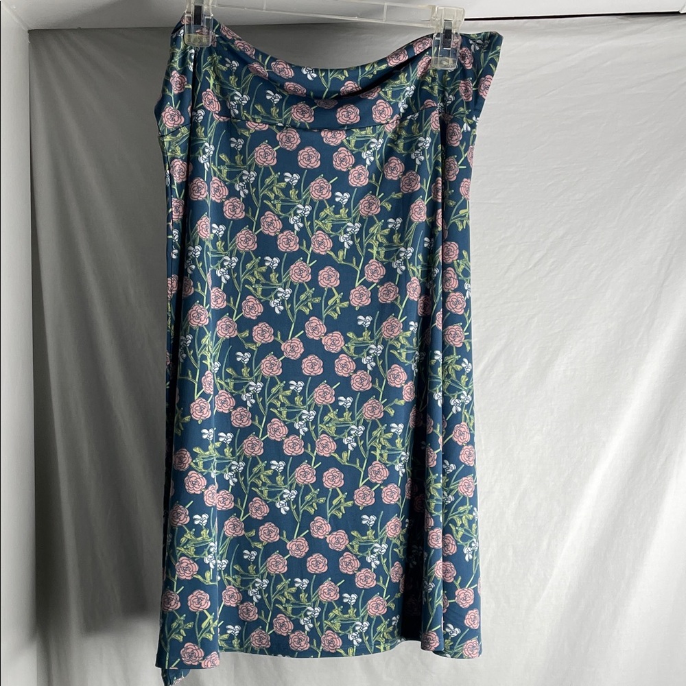 Elegant Blue Floral Skirt LuLaRoe Azure 2XL